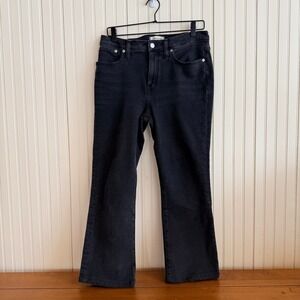 Madewell Mid-Rise Kick Out‎ Jeans Black Wash Size 28 Stretch Denim Flare Hem